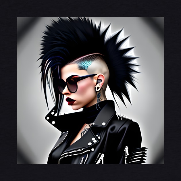 Punk Rock Mohawk Girl by AI Created Artwork